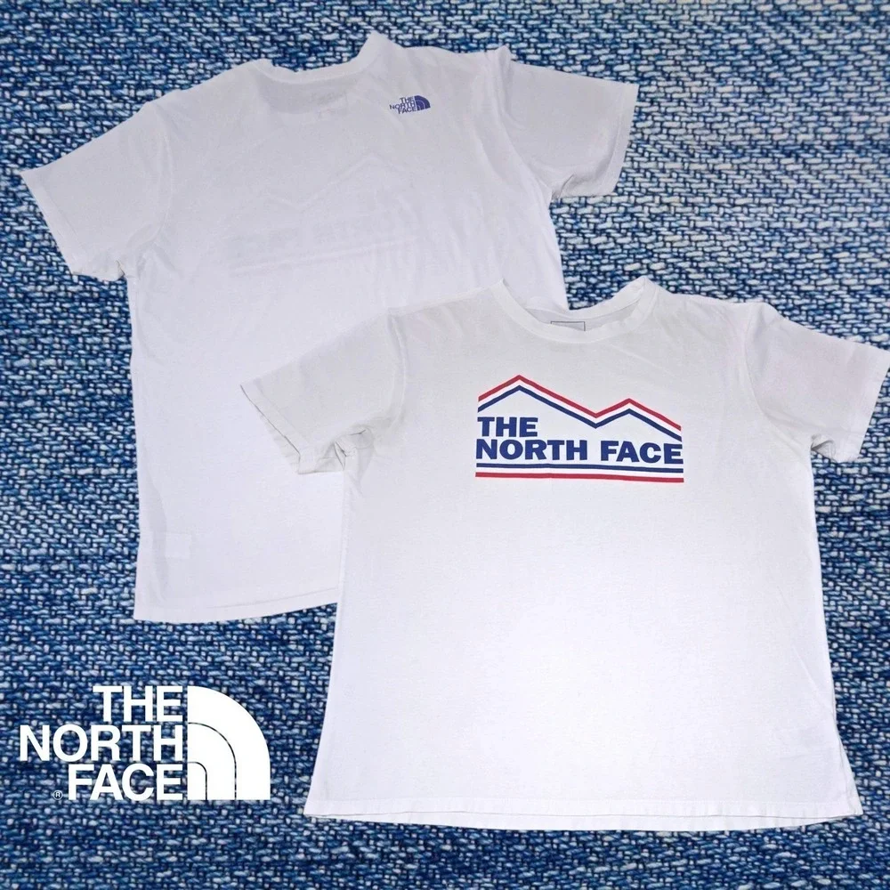 The North Face New USA T-Shirt Mens Graphic Logo‎ Mountain White XL ML056 FLAWS